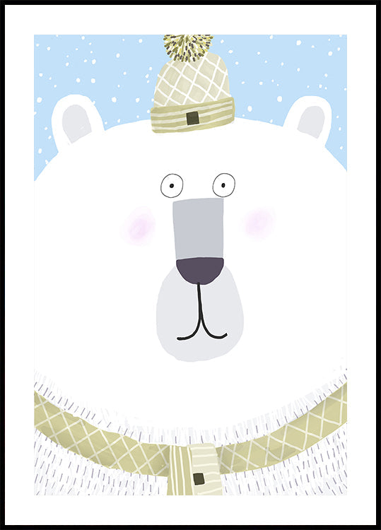 Polar Bear with Winter Hat and Scarf by Carla Daly Poster