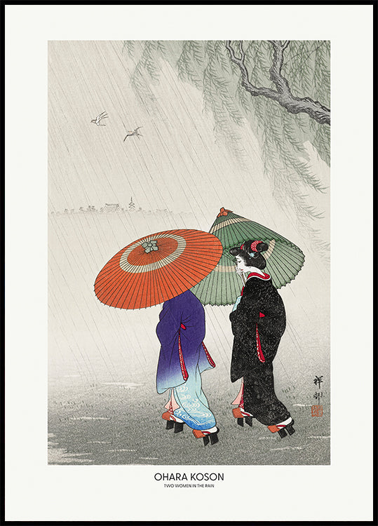 Two Women In The Rain Poster