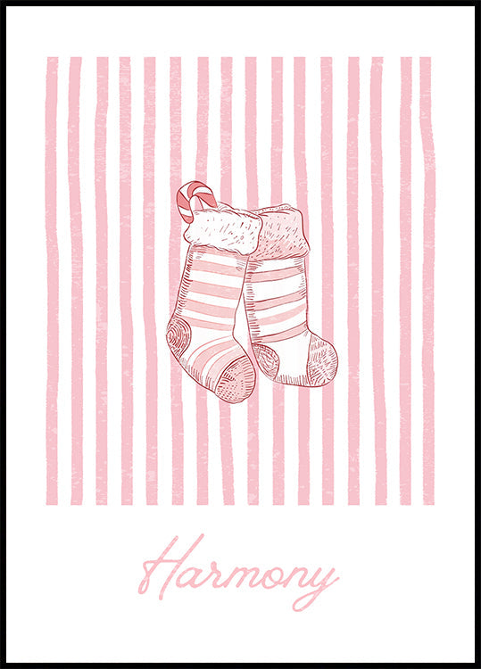 Stockings Harmony - Pink Stripes Poster