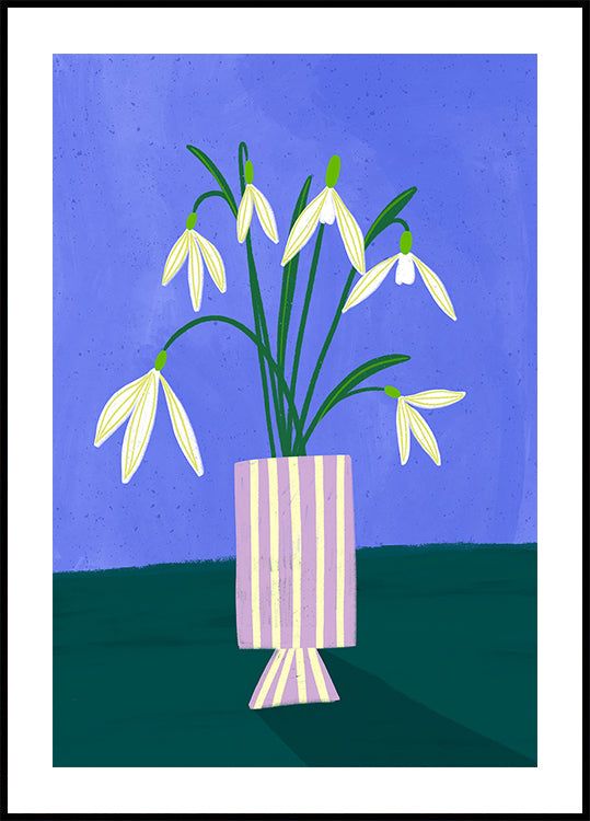 Snowdrops in Stripes Poster