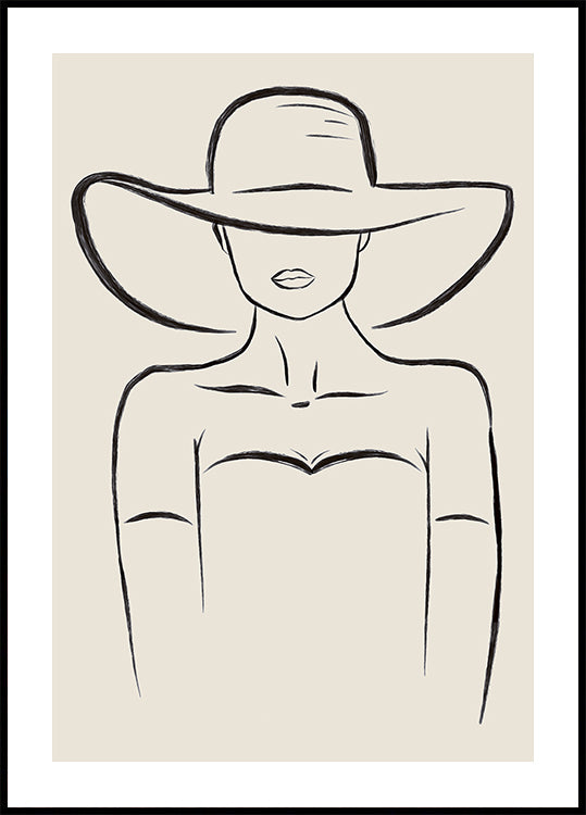 Woman in Wide Hat Poster