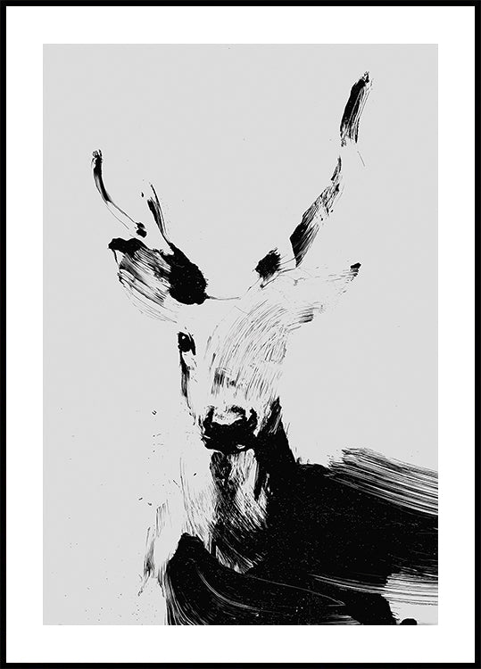 Brushstroke Deer II Poster