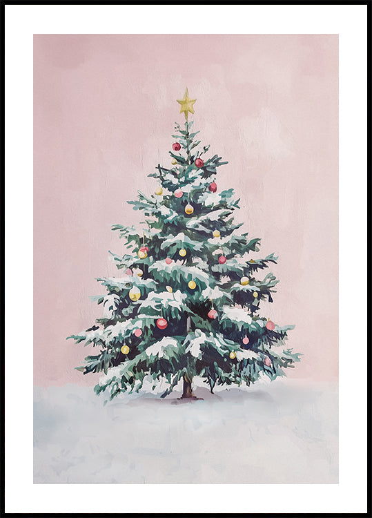 Snow-Covered Christmas Tree Poster