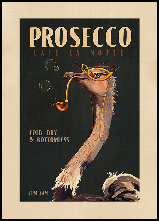 Art Deco Prosecco Wall Art Of An Ostrich Poster