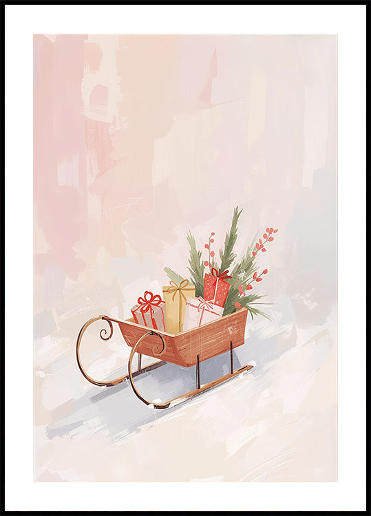 Schlitten mit Geschenken Poster