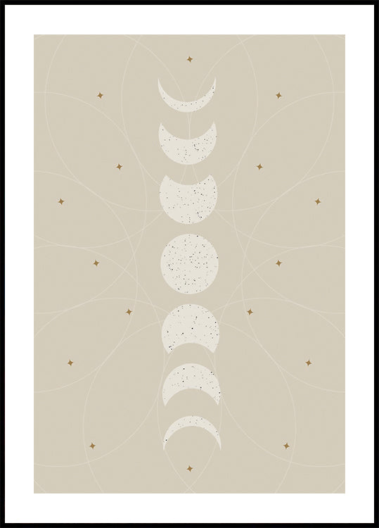 Phases of the Moon, Celestial Lunar Cycle Poster