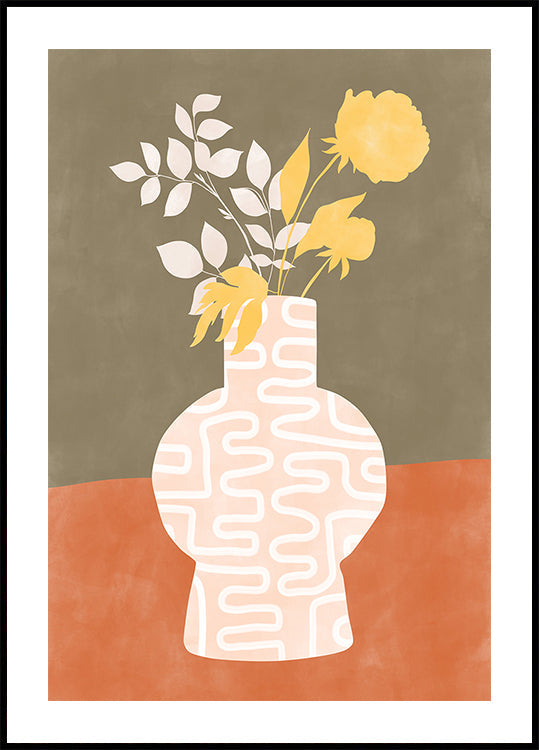 Stylized Vase With White Patterns Poster