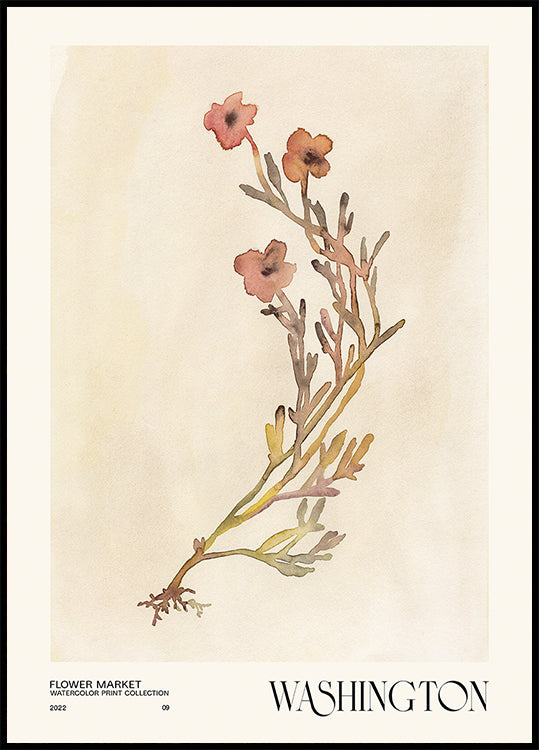 Watercolor print collection. Flower market - Washington