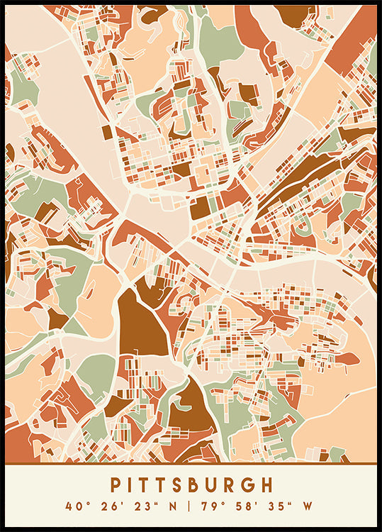 Black Maps Earth Tones 67 Poster