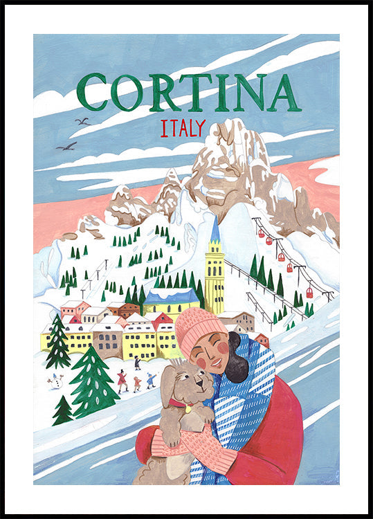 Travel Poster Woman in Cortina, Italy Poster