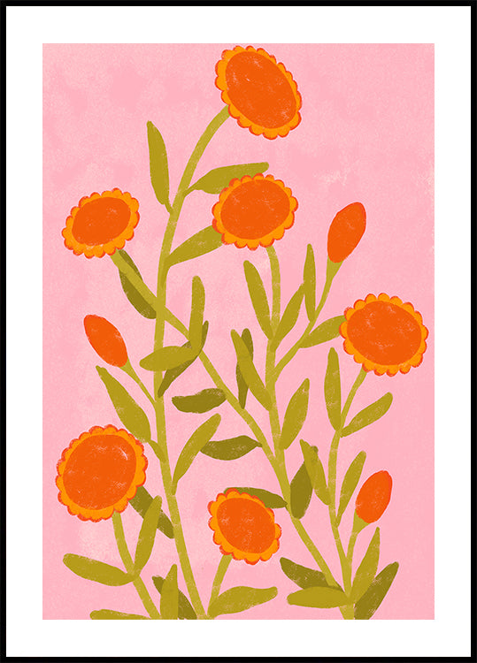Vibrant Orange Flowers Poster