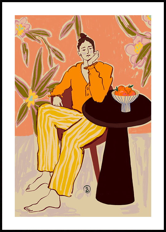 Woman With Oranges Poster