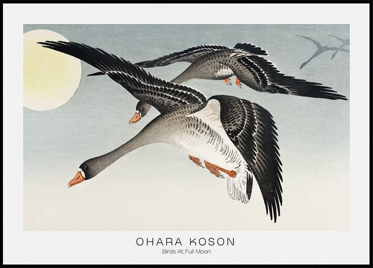 Birds At Full Moon By Ohara Koson Poster - Posterbox.dk