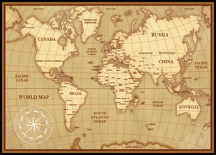 Vintage World Map Poster - Posterbox.dk