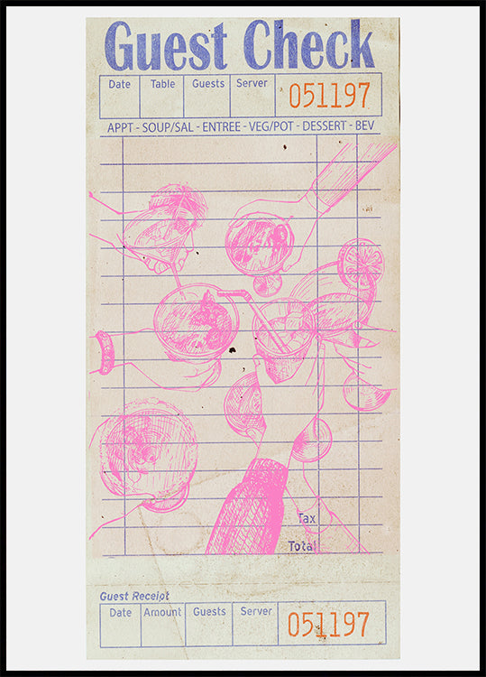 Cheers Guest Check Pink Poster