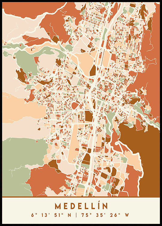 Black Maps Earth Tones 49 Poster