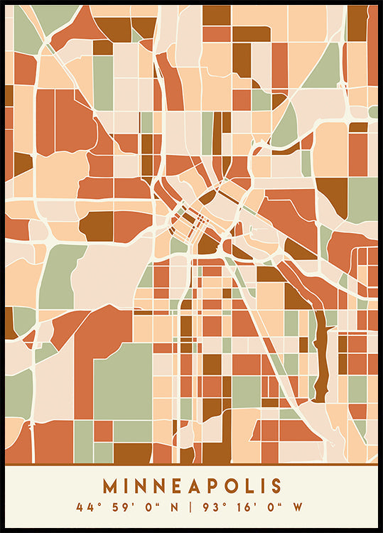 Black Maps Earth Tones 55 Poster