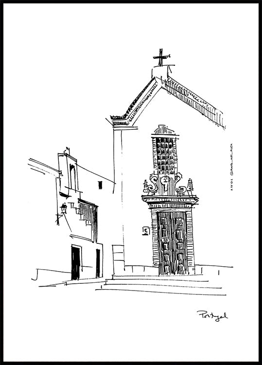 Portuguese Town Square Poster