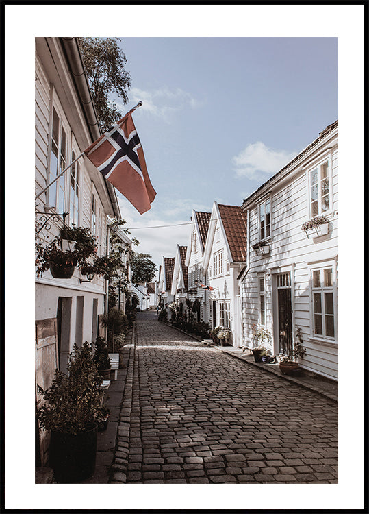 Cozy Street in Norway Poster - Posterbox.dk