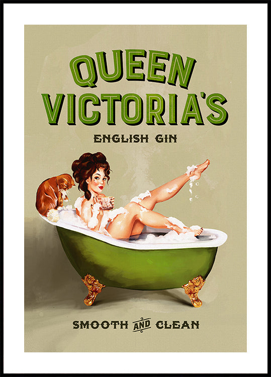 Queen Victoria English Gin Bath Pinup Girl