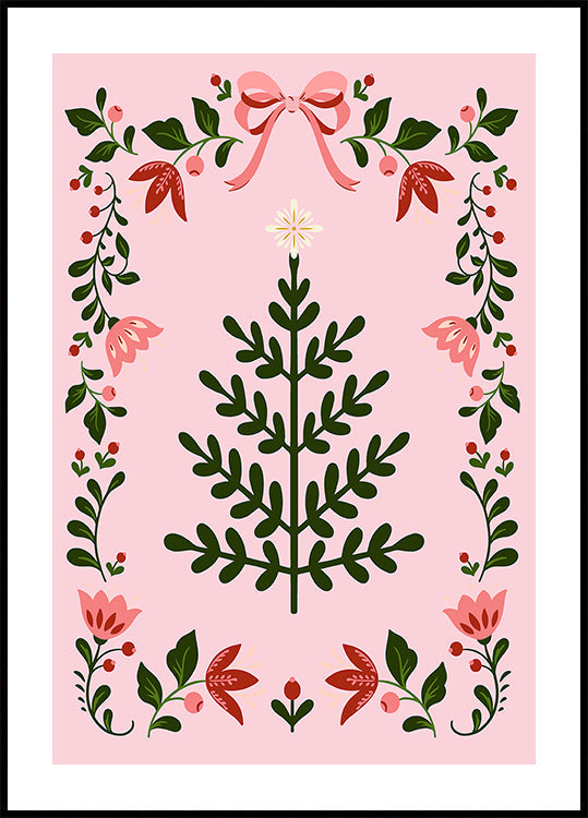 Pink Christmas Tree Poster