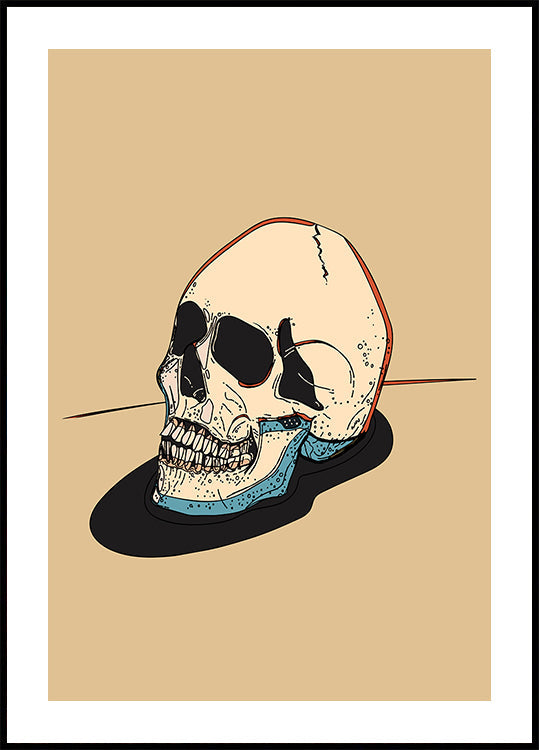 Skull Illustration On A Beige Background Poster