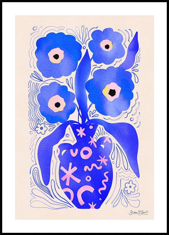Blue Flowers Matisse Homage Poster