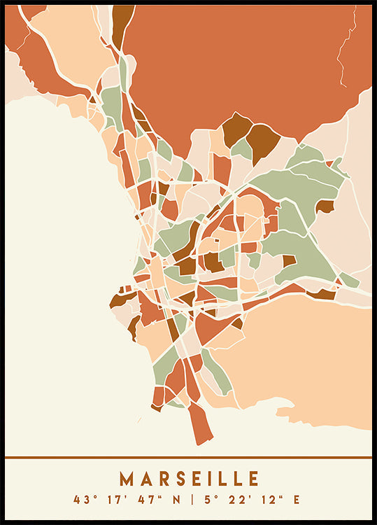 Black Maps Earth Tones 48 Poster