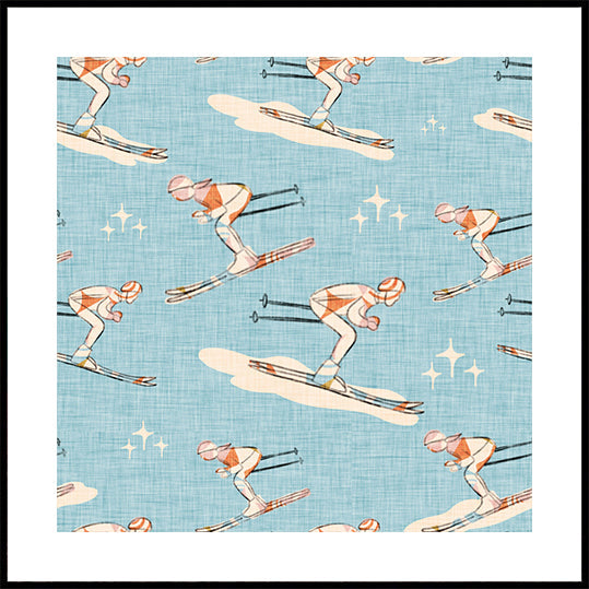 Winter Sports Retro Vintage Ski Blue.png Poster
