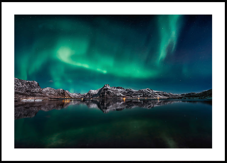Lofoten Aurora Reflection Poster