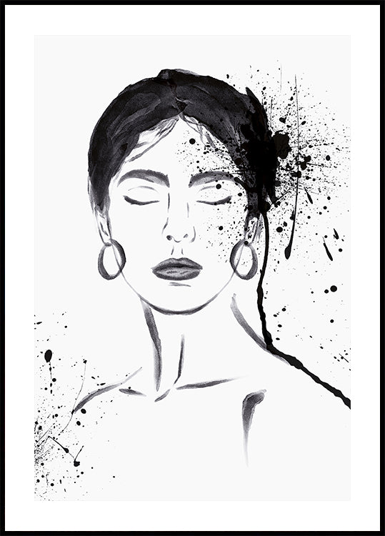Woman Ink Portrait Poster