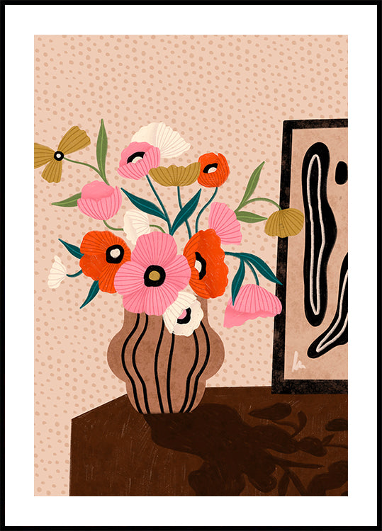 Flowers On Sideboard Poster