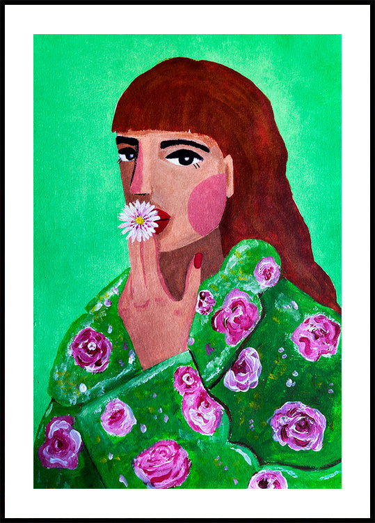 Woman Smoking a Flower Poster