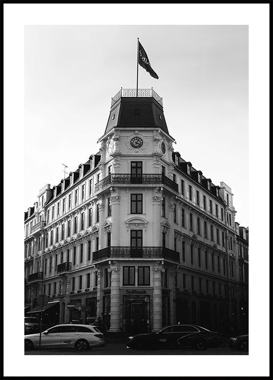 Copenhagen Historic Building Black & White Poster