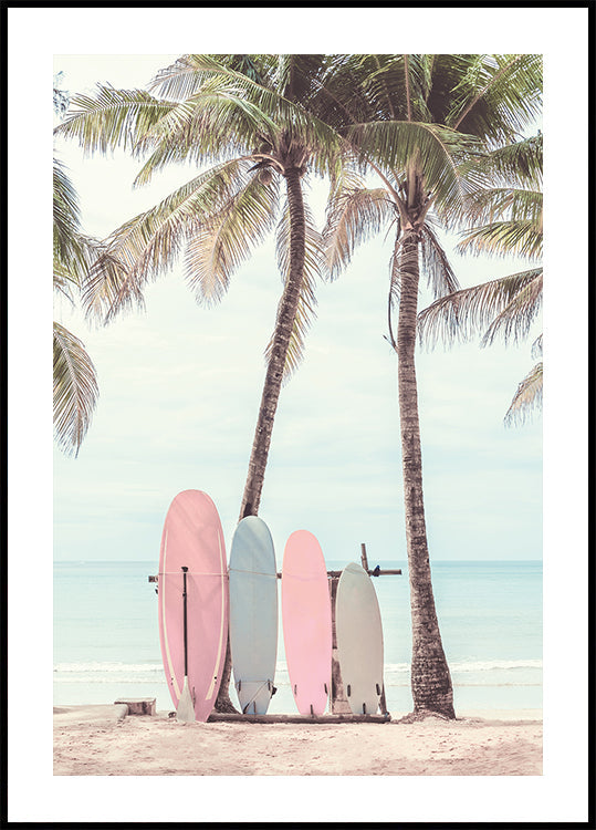 Surfboards Under Palm Trees Poster - Posterbox.dk