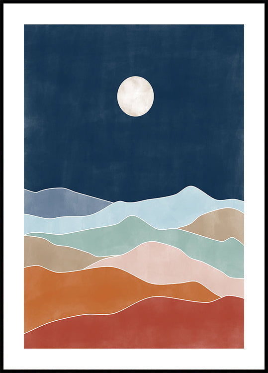 Moonlit Hill Scape Poster