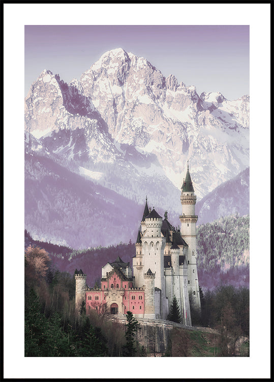 Neuschwanstein Castle and Alpine Mountains Poster - Posterbox.dk