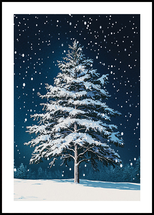 Winter Snowy Pine Tree Poster