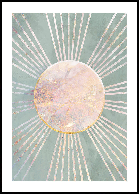 Sage Green Boho Sun Rays Poster