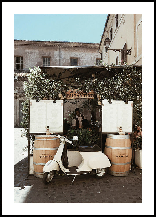 White Italian Vespa Poster - Posterbox.dk