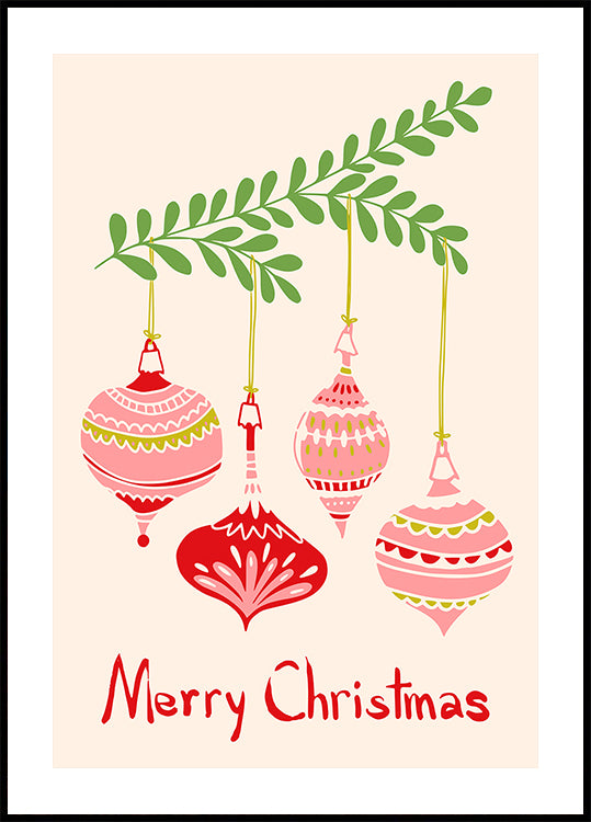 Cheerful little Christmas baubles Poster