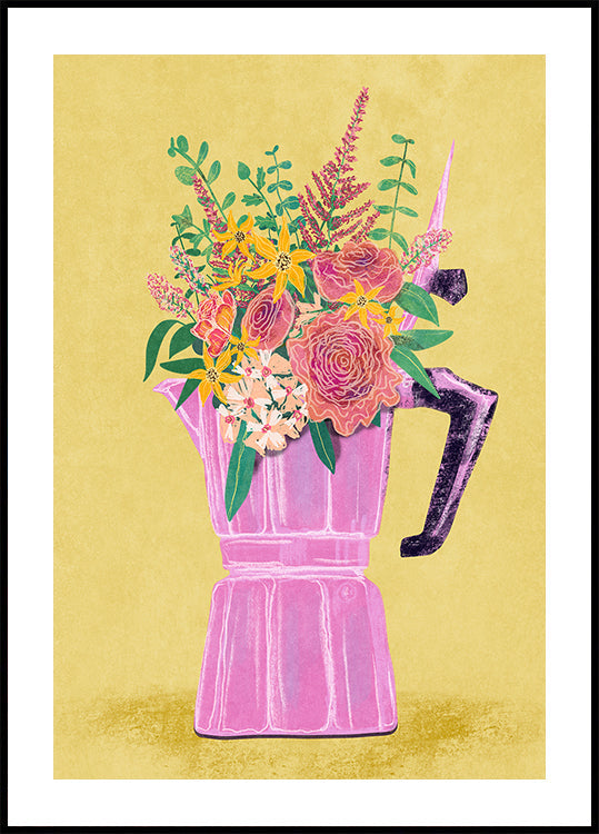 Espresso Maker with Flowers