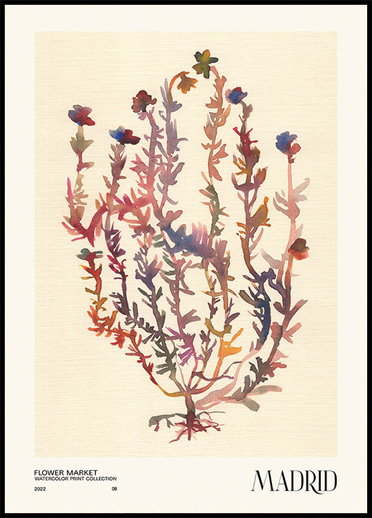 Watercolor print collection. Flower market - Madrid