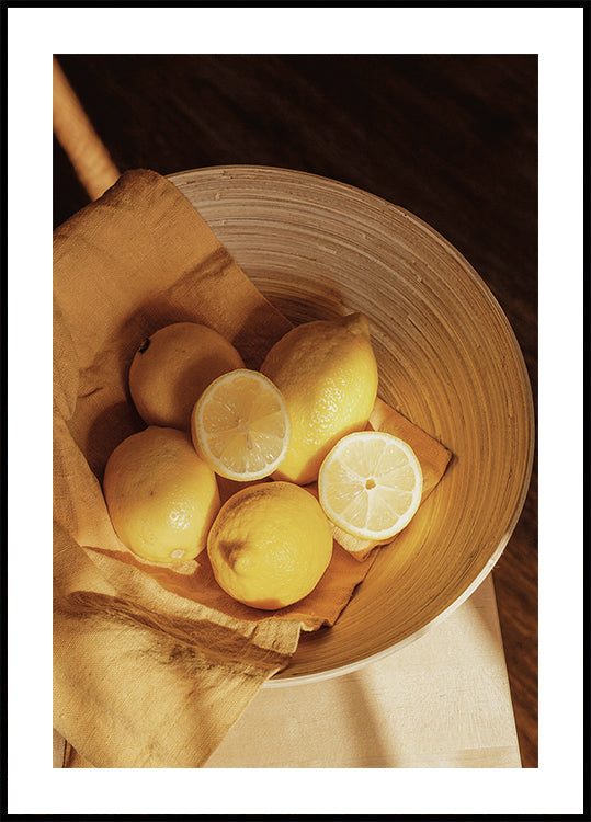 Fragrant Lemons in Rustic Bowl Poster - Posterbox.dk