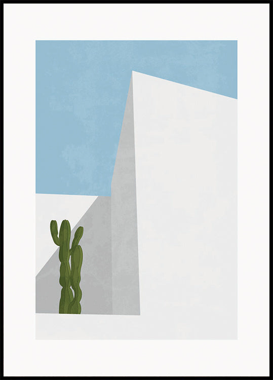 Minimal Desert View, Cactus and Geometry Poster