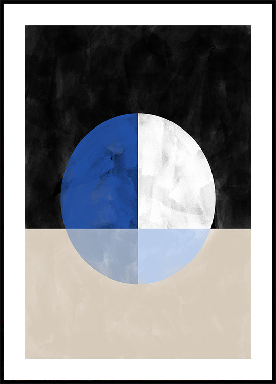 Isected Circle with Blue and White Quadrants Poster