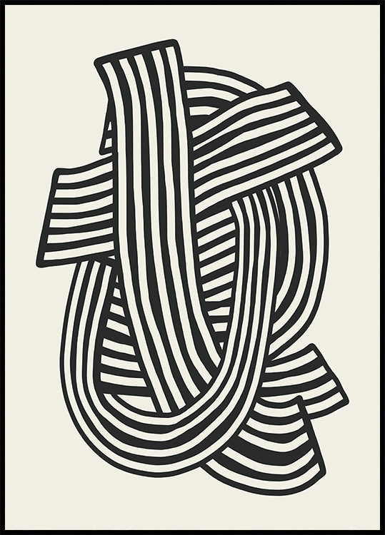 Striped Abstract In Black Poster