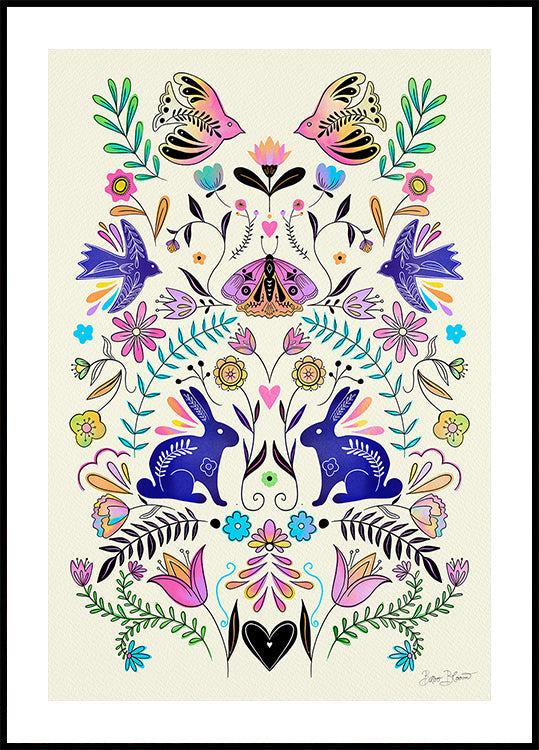 Colorful Folk Art Illustration Poster