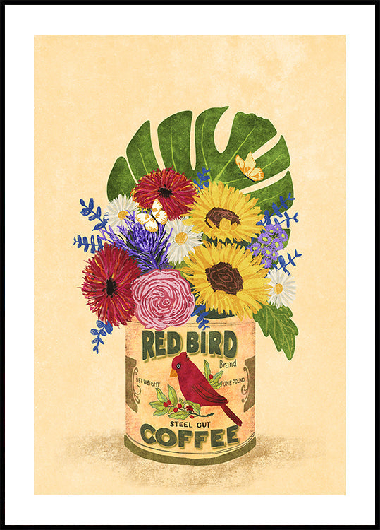 Flowers In A Vintage Coffee Can Poster