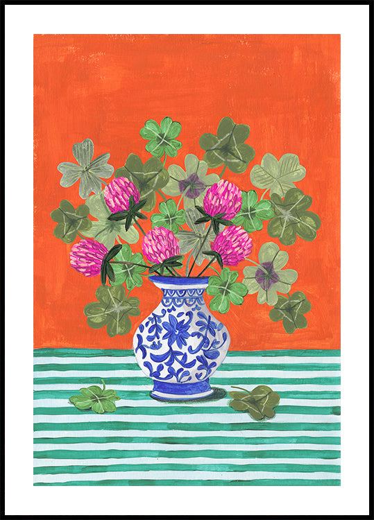 Clovers and Pink Blossoms Poster